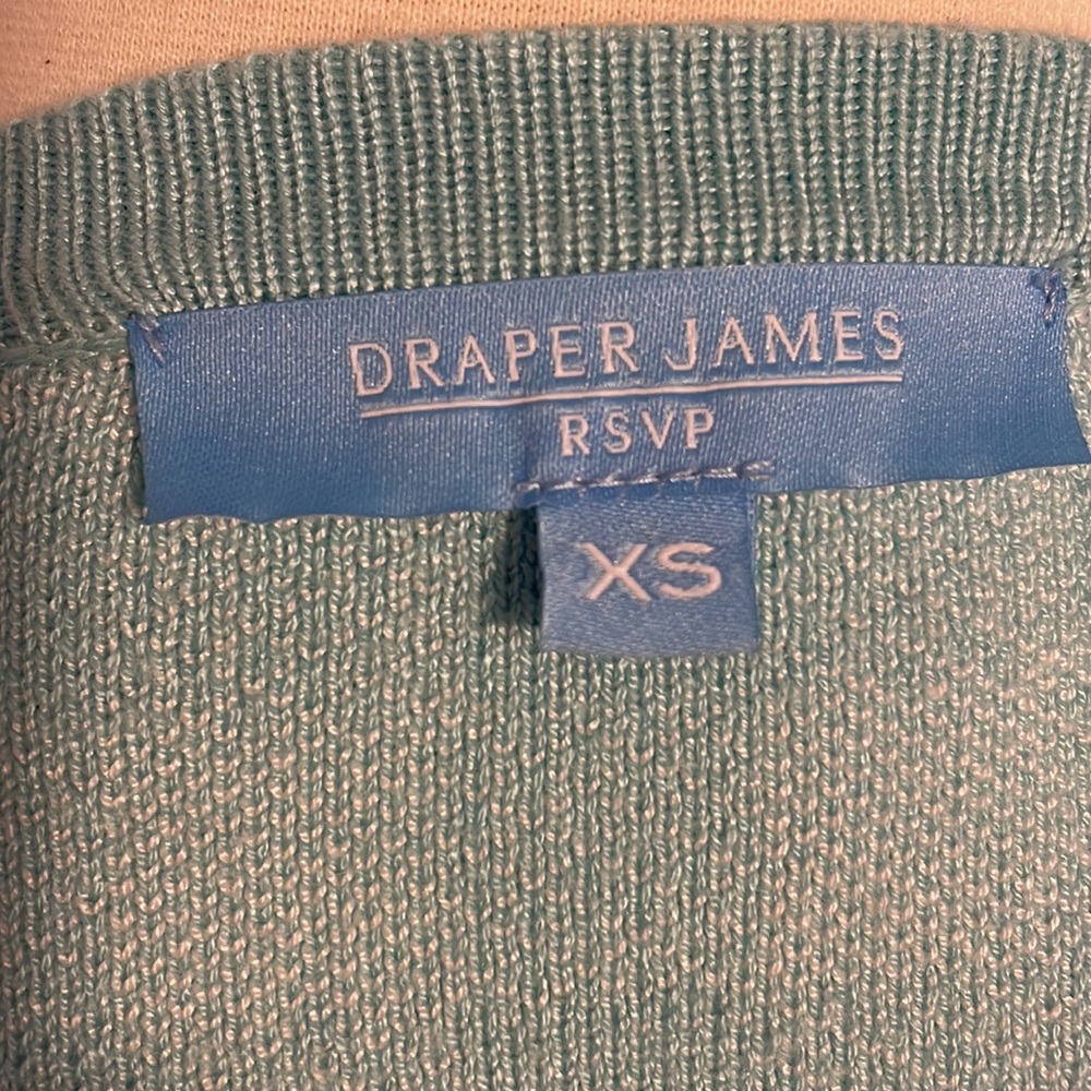 *Draper James RSVP womens XS button front cardigan gingham white/turquoise NWT - Picture 5 of 9
